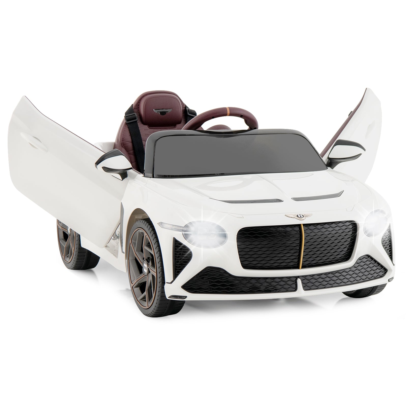 12V Kids Ride-On Racer Car, Licensed Bentley Bacalar, White Powered Ride On Toys at Gallery Canada