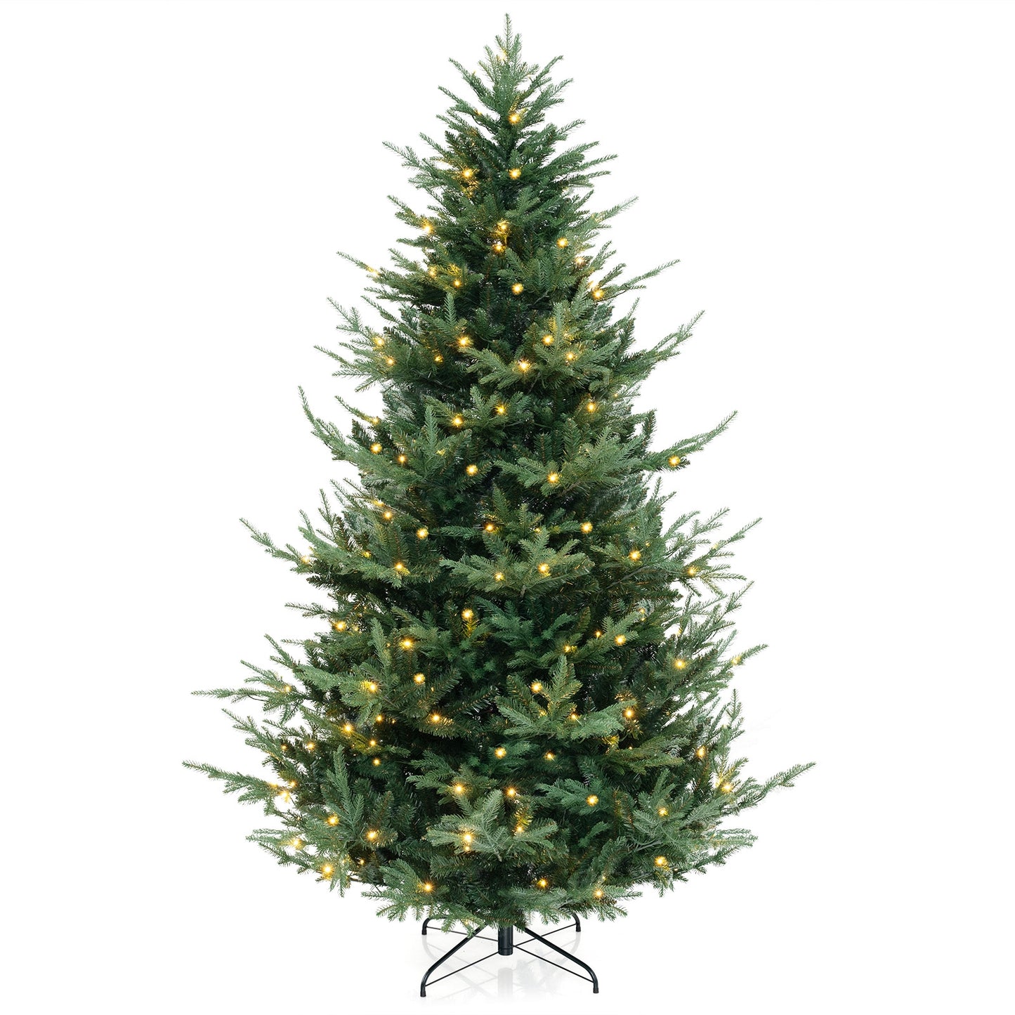 8 FT Pre-Lit Artificial Hinged Xmas Tree with 1480 PVC and PE Branch Tips-XL, Green Christmas Tree at Gallery Canada