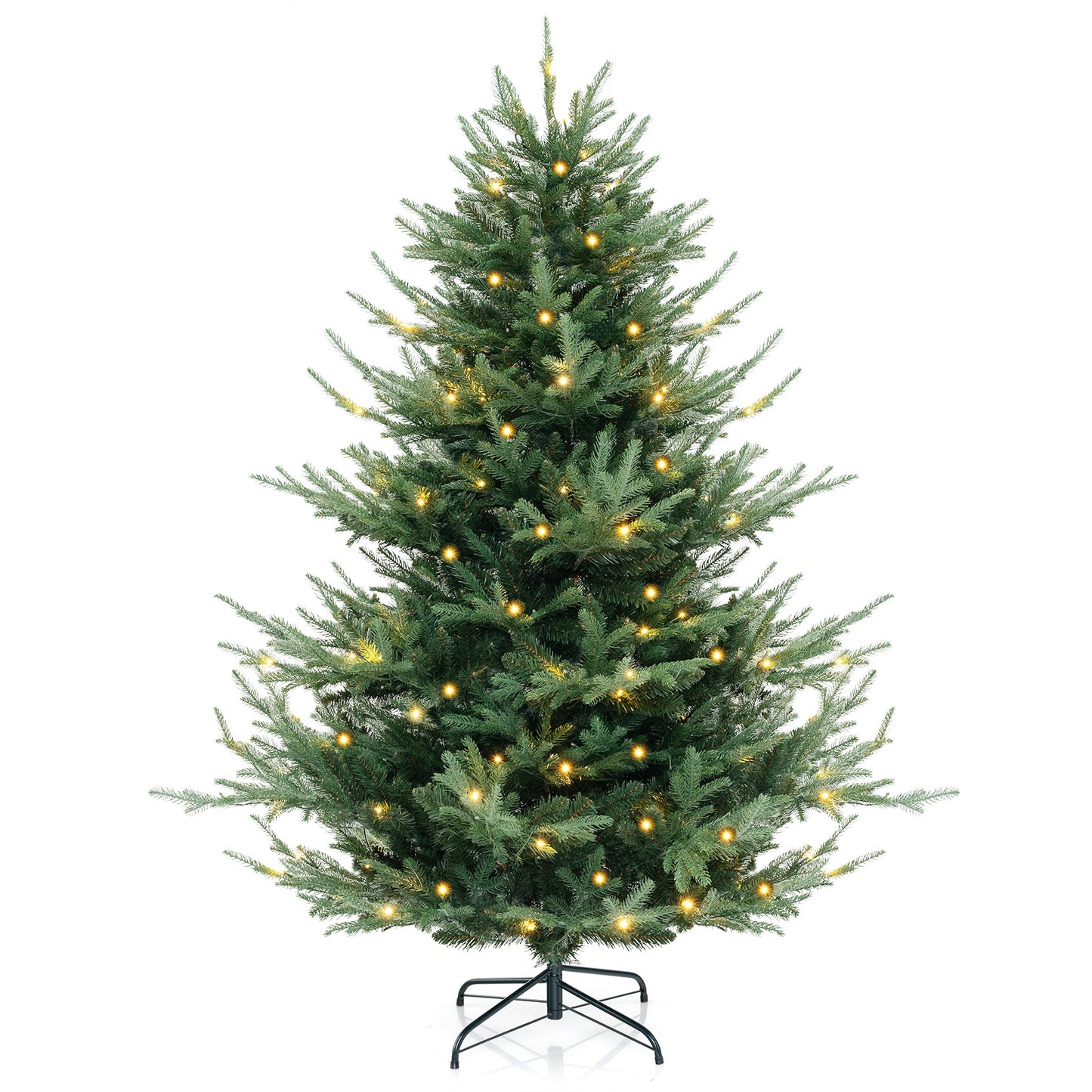 6 FT Pre-Lit Artificial Hinged Xmas Tree with 778 PVC and PE Branch Tips-M, Green Christmas Tree at Gallery Canada