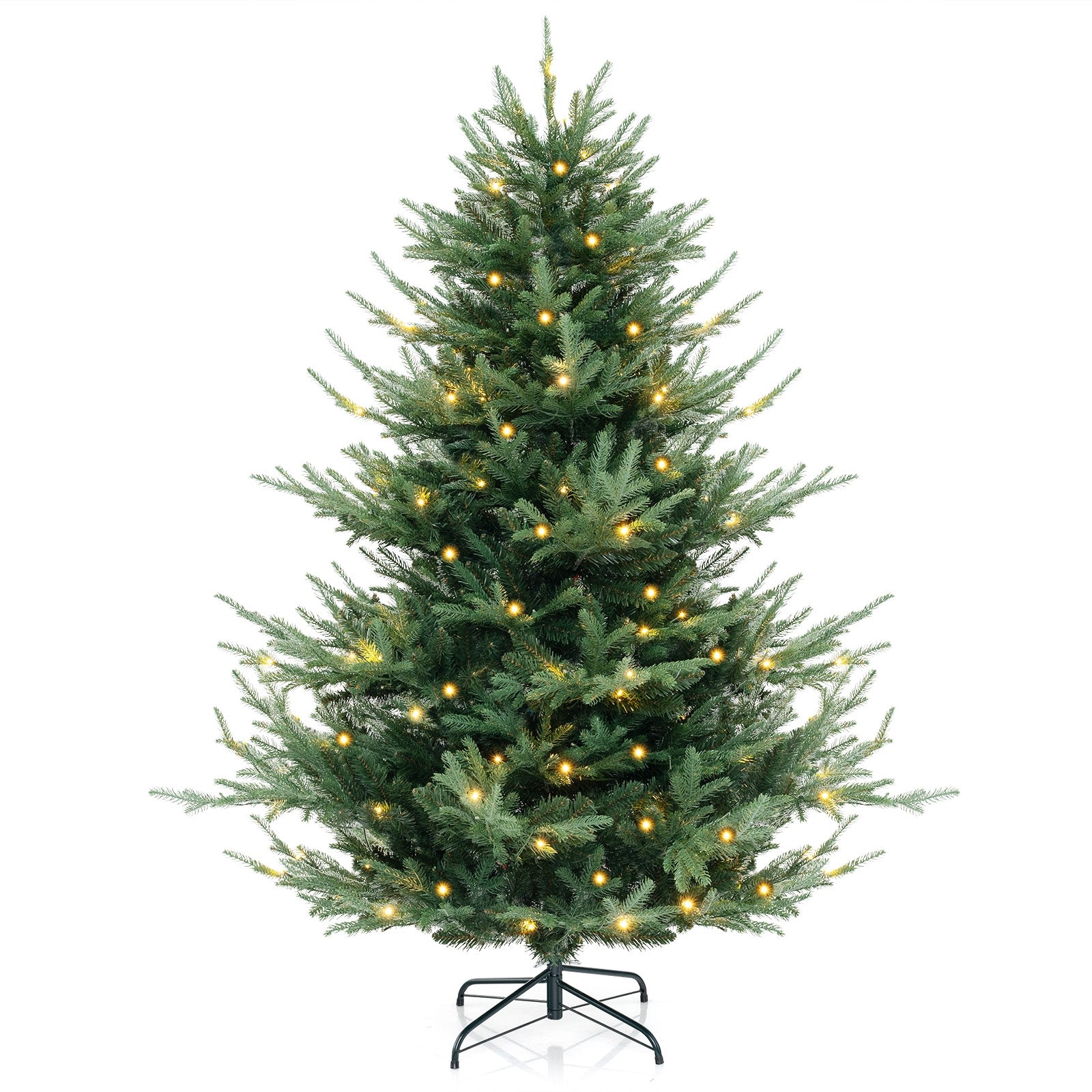 6 FT Pre-Lit Artificial Hinged Xmas Tree with 778 PVC and PE Branch Tips-M, Green Christmas Tree Med Green at Gallery Canada