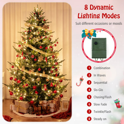 8 FT Pre-Lit Artificial Hinged Xmas Tree with 1480 PVC and PE Branch Tips-XL, Green Christmas Tree at Gallery Canada