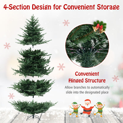 8 FT Pre-Lit Artificial Hinged Xmas Tree with 1480 PVC and PE Branch Tips-XL, Green Christmas Tree at Gallery Canada