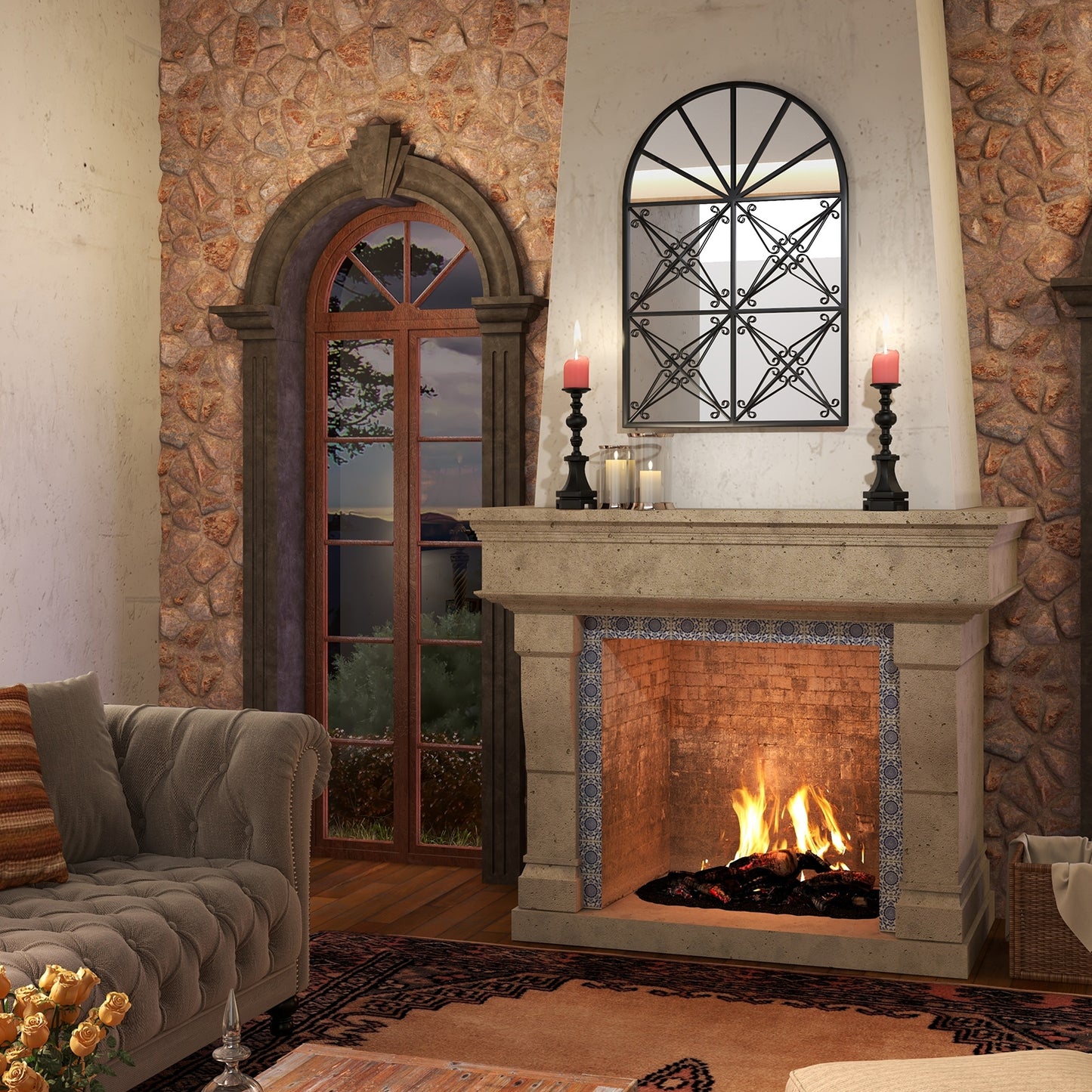 23 Inches x 34 Inches Arched Window Pane Mirror with Metal Frame for Living Room, Black Wall Mirrors at Gallery Canada