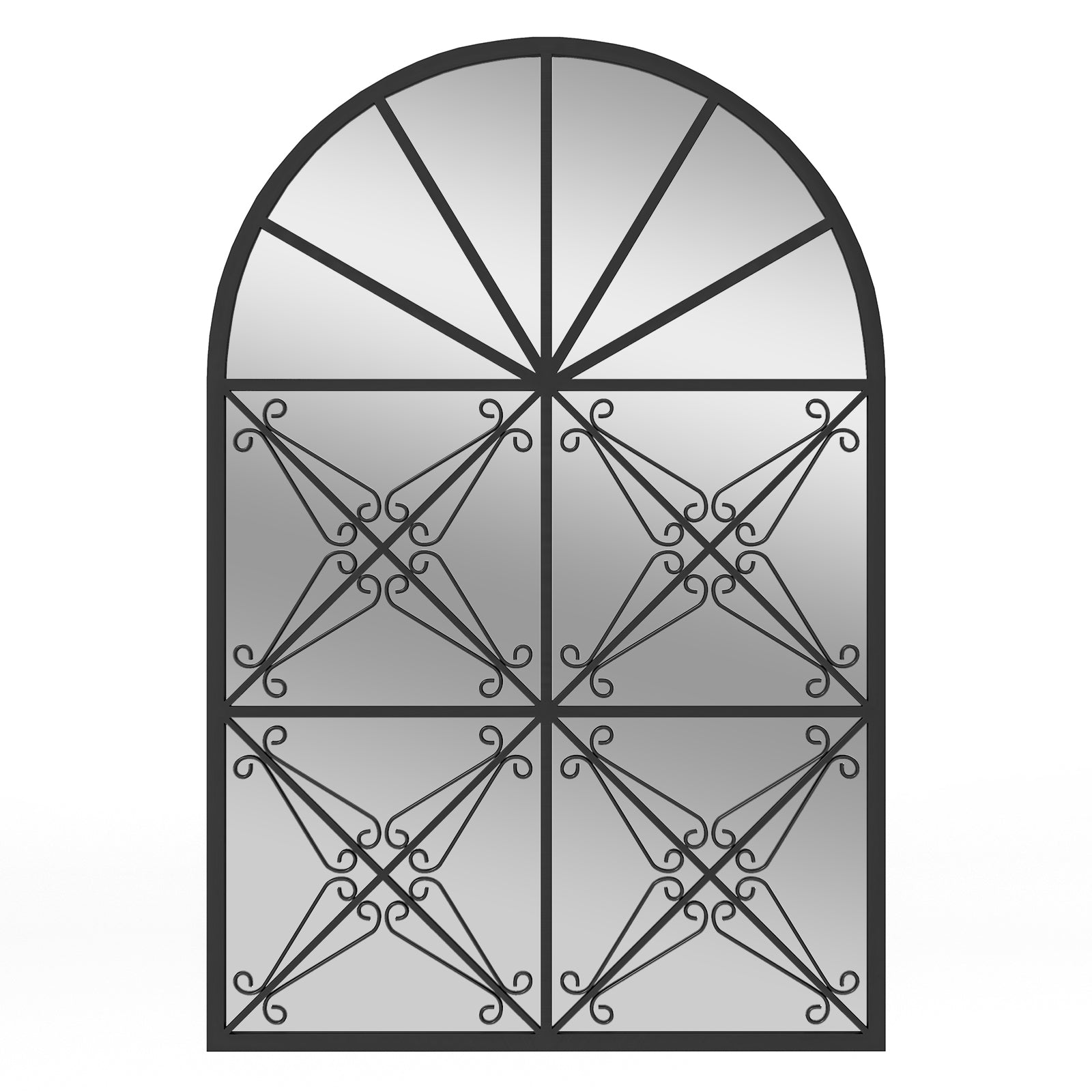 Arched Window Pane Mirror, 23 Inches x 34 Inches, Metal Frame, Black Wall Mirrors at Gallery Canada