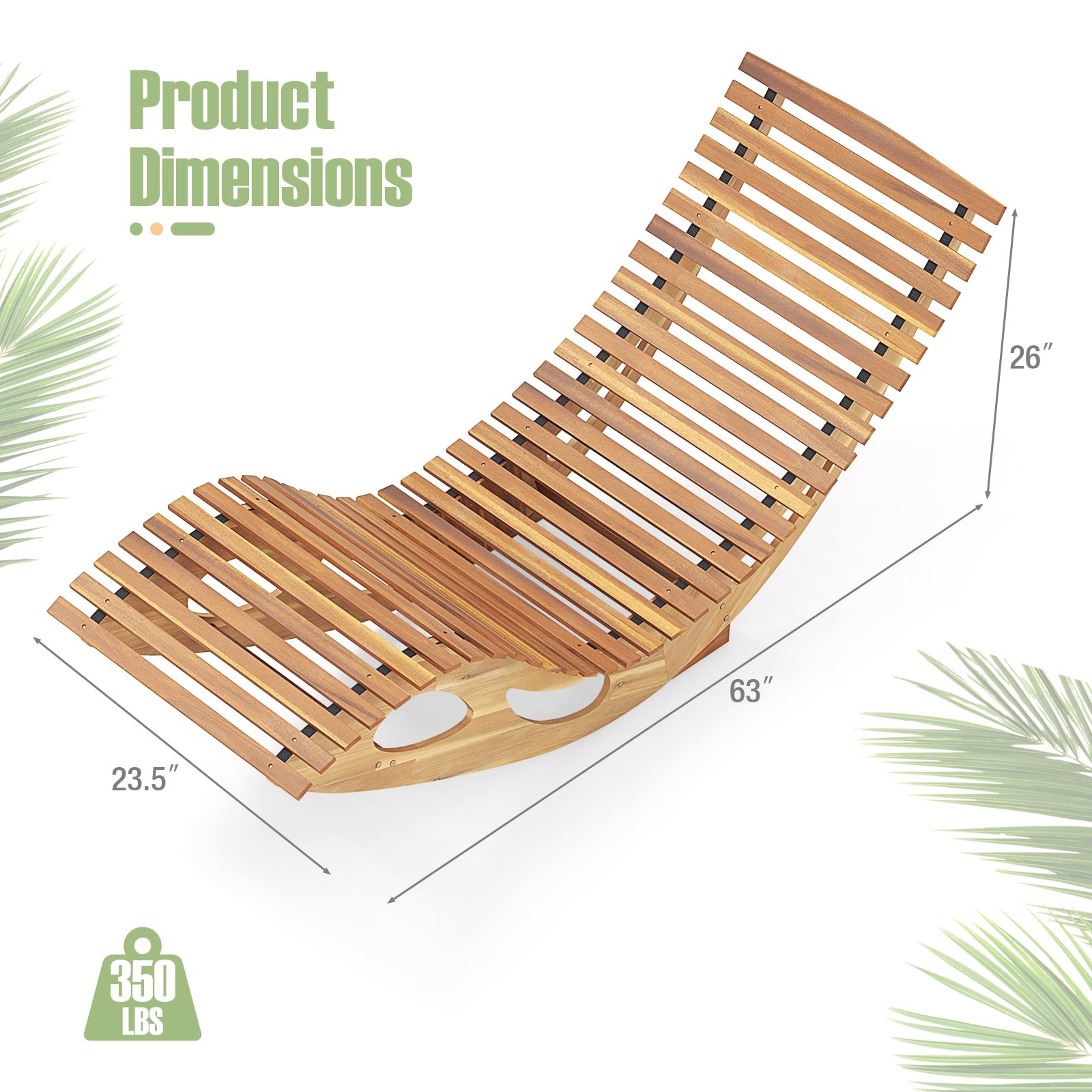 Acacia Wood Patio Rocking Sun Lounger Chaise Lounge with Ergonomic Curved Seat, Natural Patio Rocking Chairs & Gliders at Gallery Canada