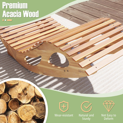 Acacia Wood Patio Rocking Sun Lounger Chaise Lounge with Ergonomic Curved Seat, Natural Patio Rocking Chairs & Gliders at Gallery Canada