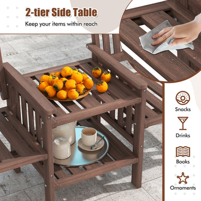 Outdoor Fir Wood Loveseat with 2-Tier Side Table and 1.96" Umbrella Hole, Coffee Patio Conversation Sets at Gallery Canada