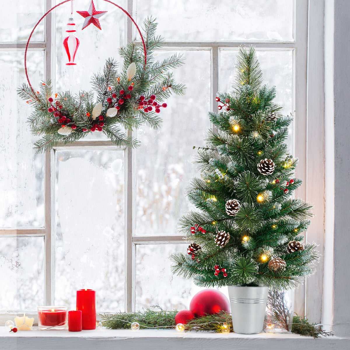 3 FT Battery Tabletop Holiday Decoration, 81 PVC Pine Needles, Green Christmas at Gallery Canada