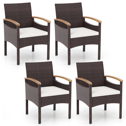 Patio Dining Chairs, Set of 4, Acacia Wood Armrest, Heavy Duty Metal Frame Patio Dining Chairs Options at Gallery Canada