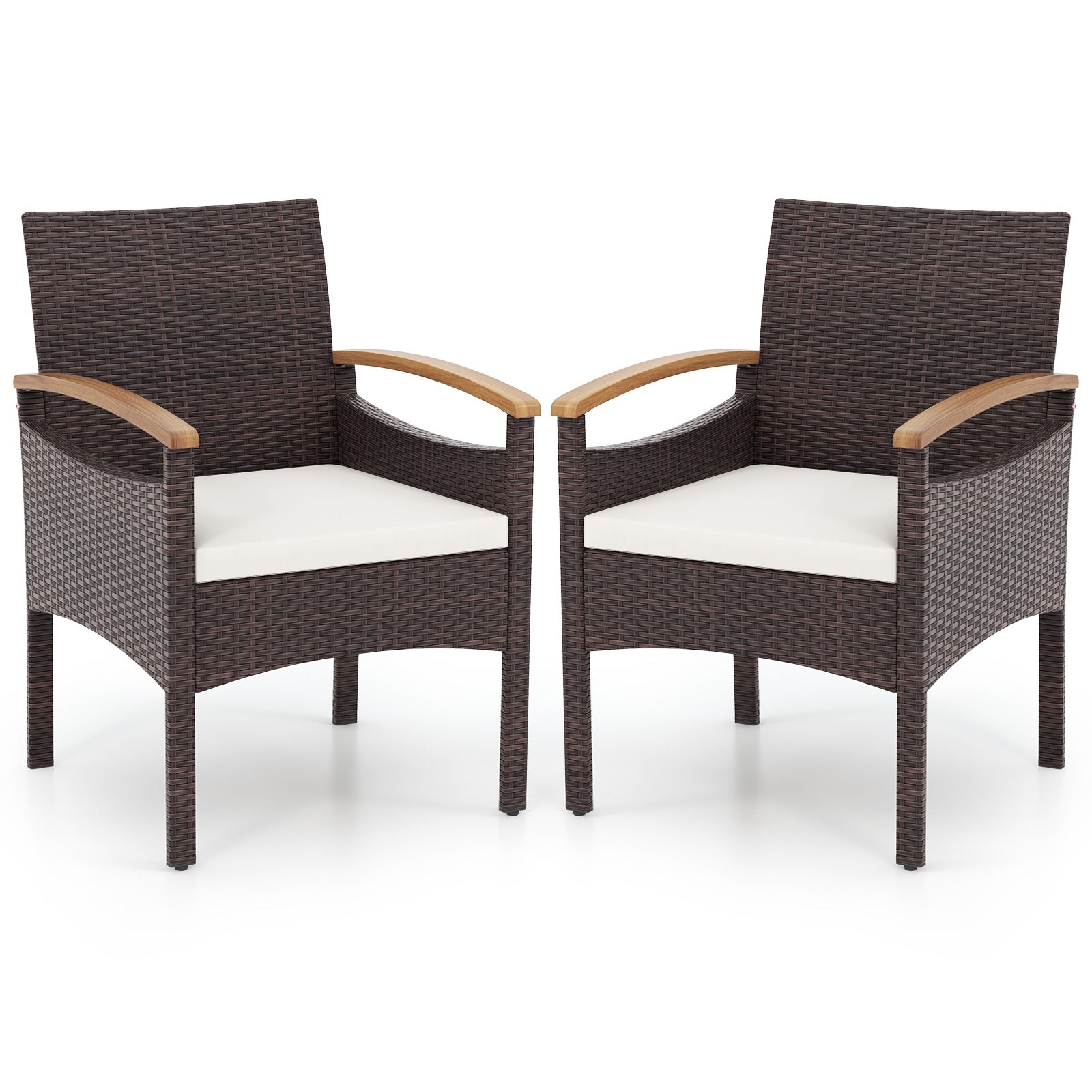 Patio Dining Chairs Set of 2/4 with Acacia Wood Armrest and Heavy Duty Metal Frame-4 Pieces Patio Dining Chairs at Gallery Canada