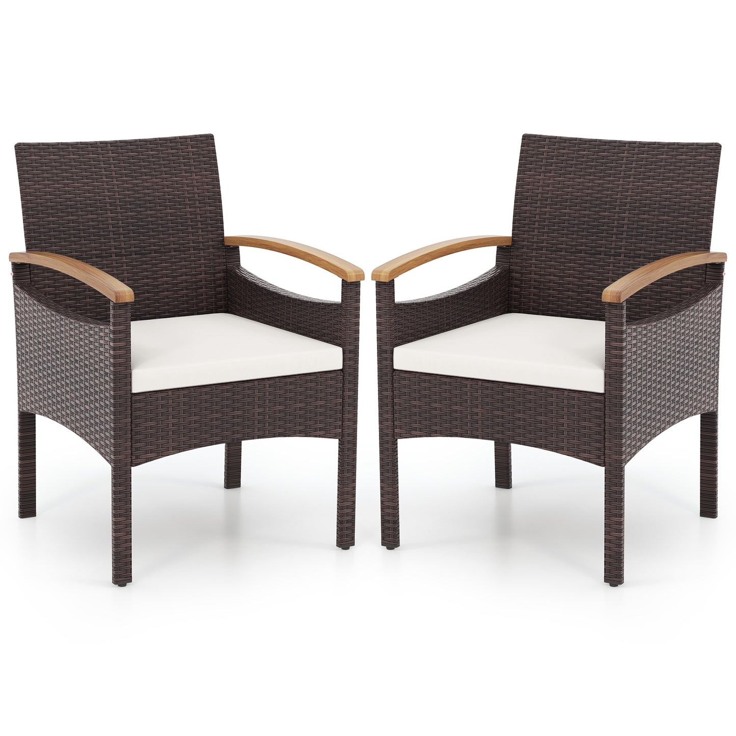 Patio Dining Chairs Set of 2/4 with Acacia Wood Armrest and Heavy Duty Metal Frame-4 Pieces Patio Dining Chairs at Gallery Canada