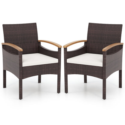 Patio Dining Chairs Set of 2/4 with Acacia Wood Armrest and Heavy Duty Metal Frame-4 Pieces Patio Dining Chairs at Gallery Canada