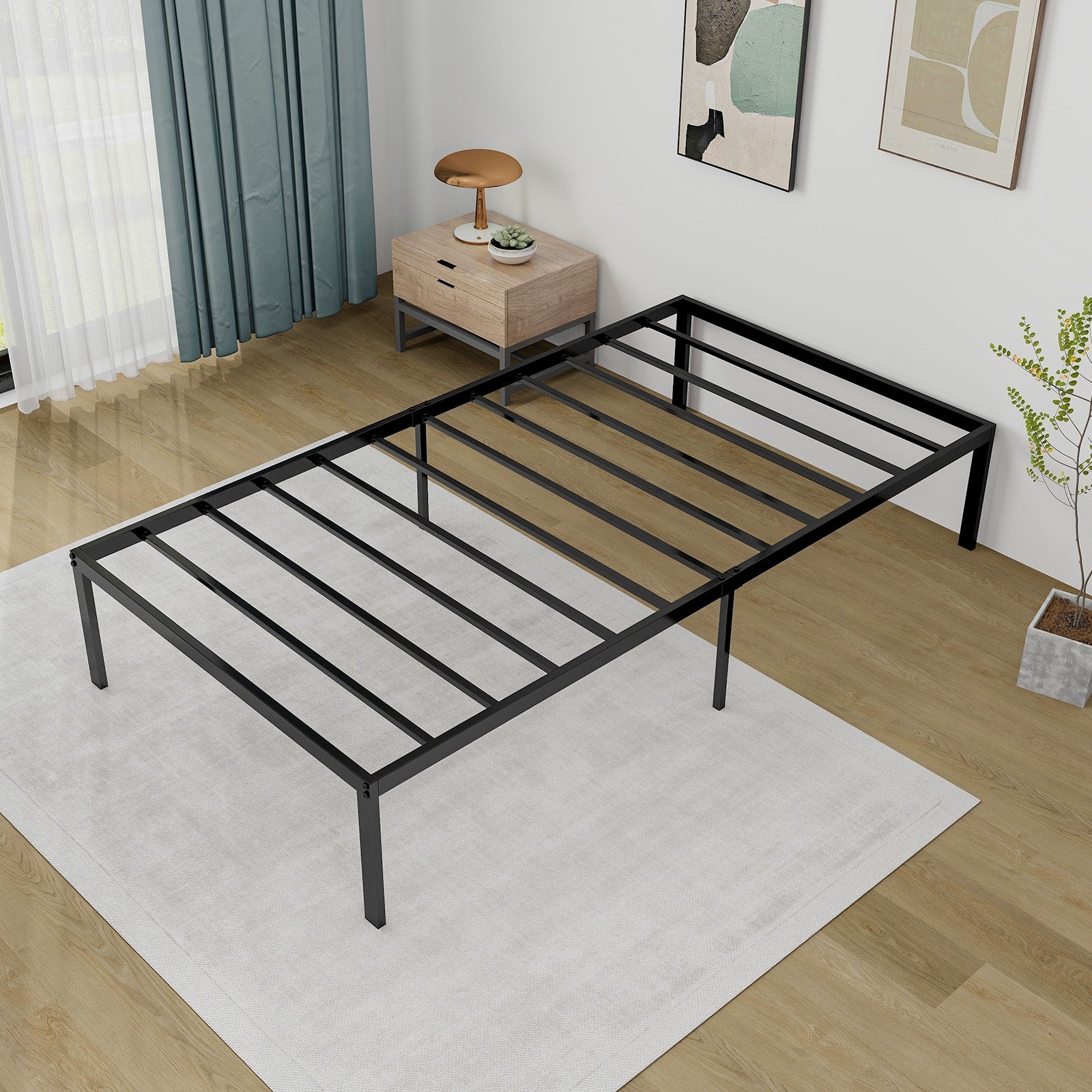 14 Inch Heavy Duty Metal Platform, Black Simple Bed Frame at Gallery Canada