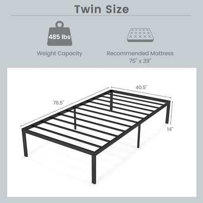 14 Inch Heavy Duty Metal Platform, Black Simple Bed Frame at Gallery Canada