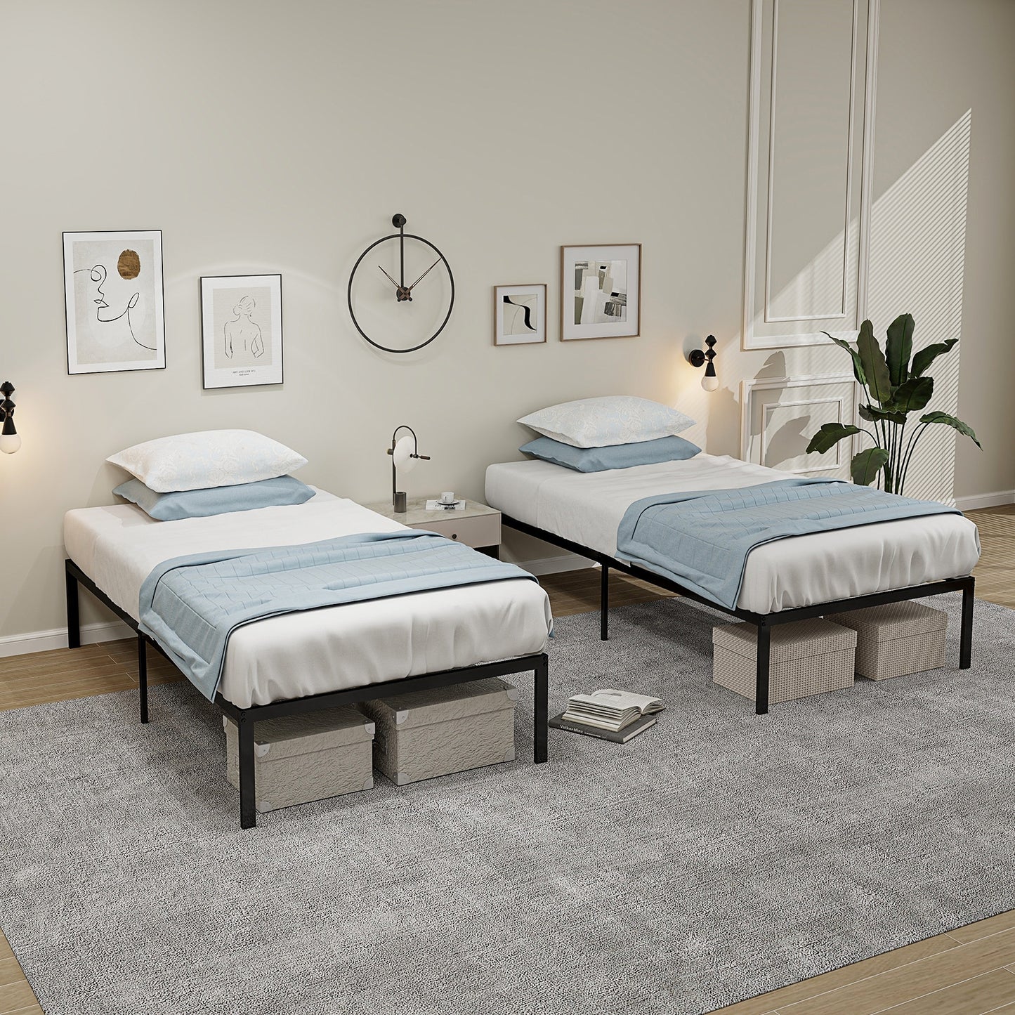 14 Inch Heavy Duty Metal Platform, Black Simple Bed Frame at Gallery Canada