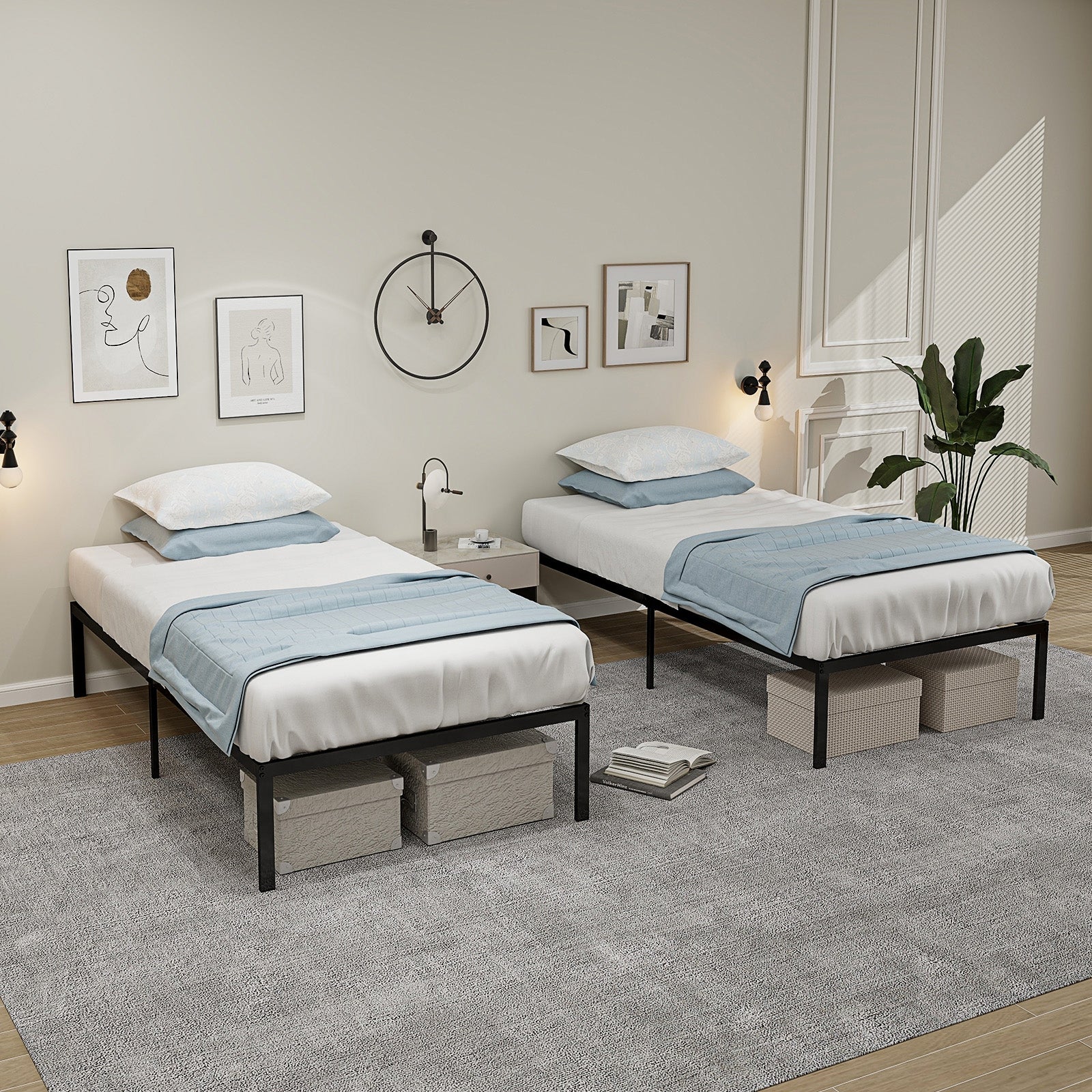 14 Inch Heavy Duty Metal Platform, Black Simple Bed Frame at Gallery Canada