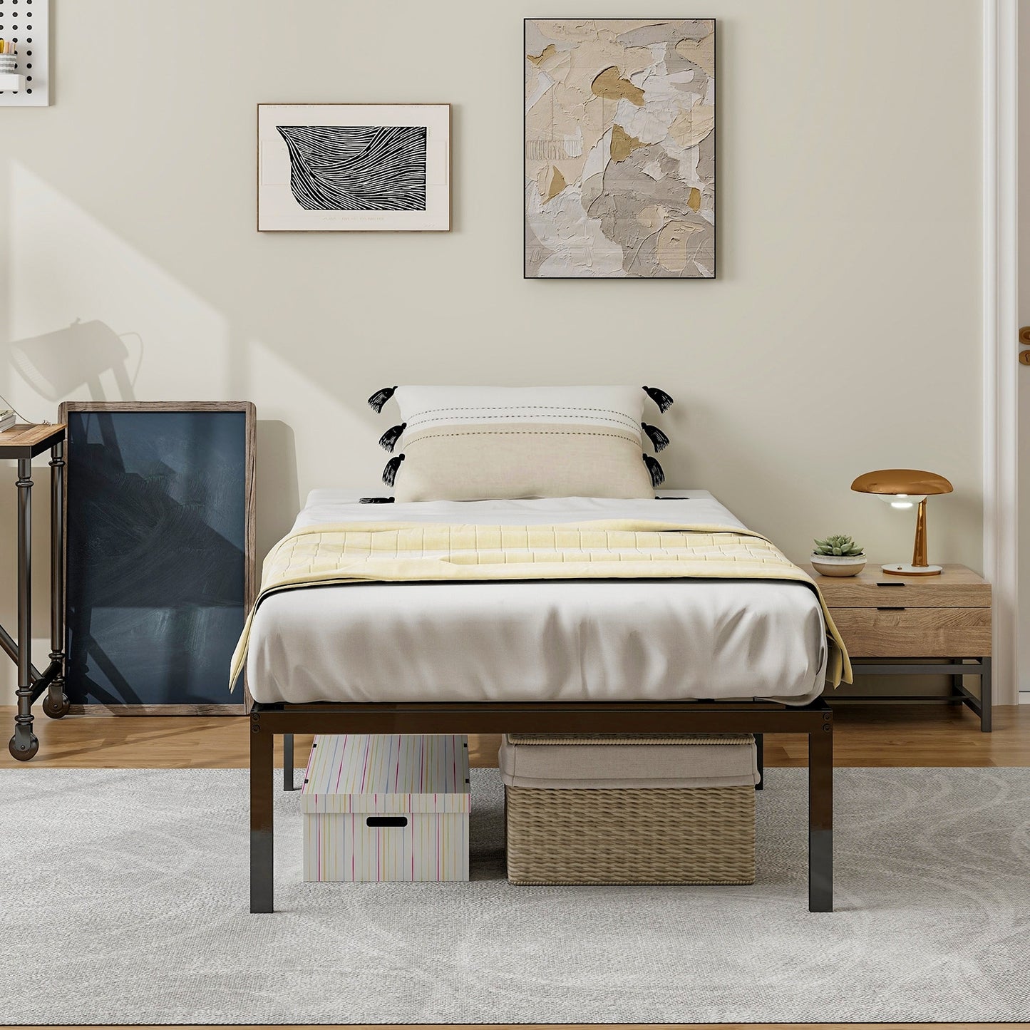 14 Inch Heavy Duty Metal Platform, Black Simple Bed Frame at Gallery Canada