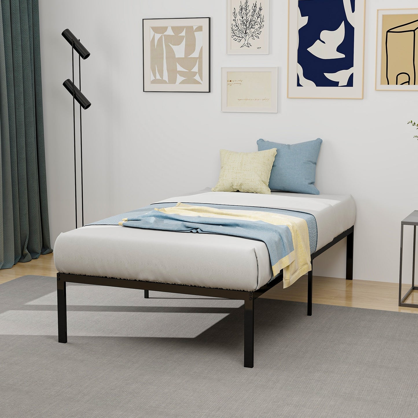 14 Inch Heavy Duty Metal Platform, Black Simple Bed Frame at Gallery Canada