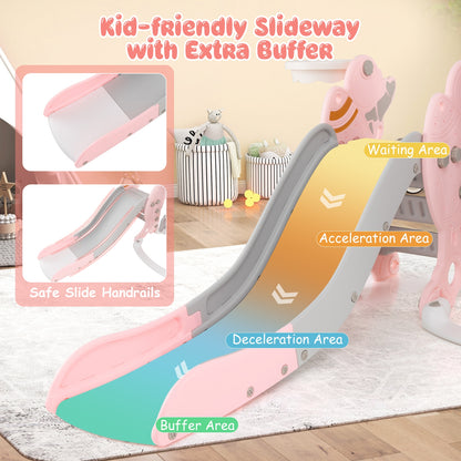 4-in-1 Kids Slide and Swing Set with Basketball Hoop, Pink Climbers & Slides at Gallery Canada
