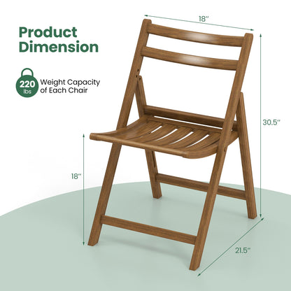Folding Dining Chair Set of 2 with Rubber Wood Frame and Slatted Seat, Walnut Dining Chairs at Gallery Canada