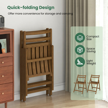 Folding Dining Chair Set of 2 with Rubber Wood Frame and Slatted Seat, Walnut Dining Chairs at Gallery Canada