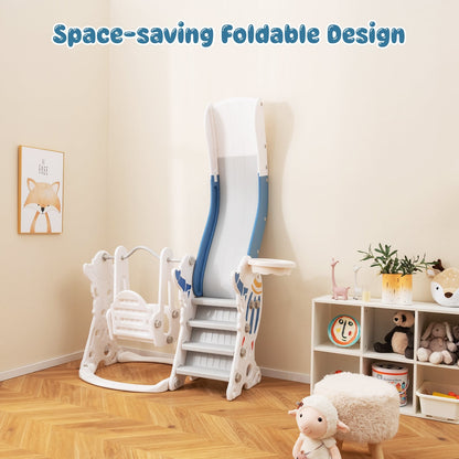 4-In-1 Kids Slide Swing Set With Basketball Hoop, Blue Climbers & Slides at Gallery Canada