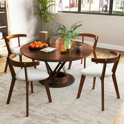 Wood Dining Chair Set of 2 with Padded Seat and Curved Back, Walnut Dining Chairs at Gallery Canada