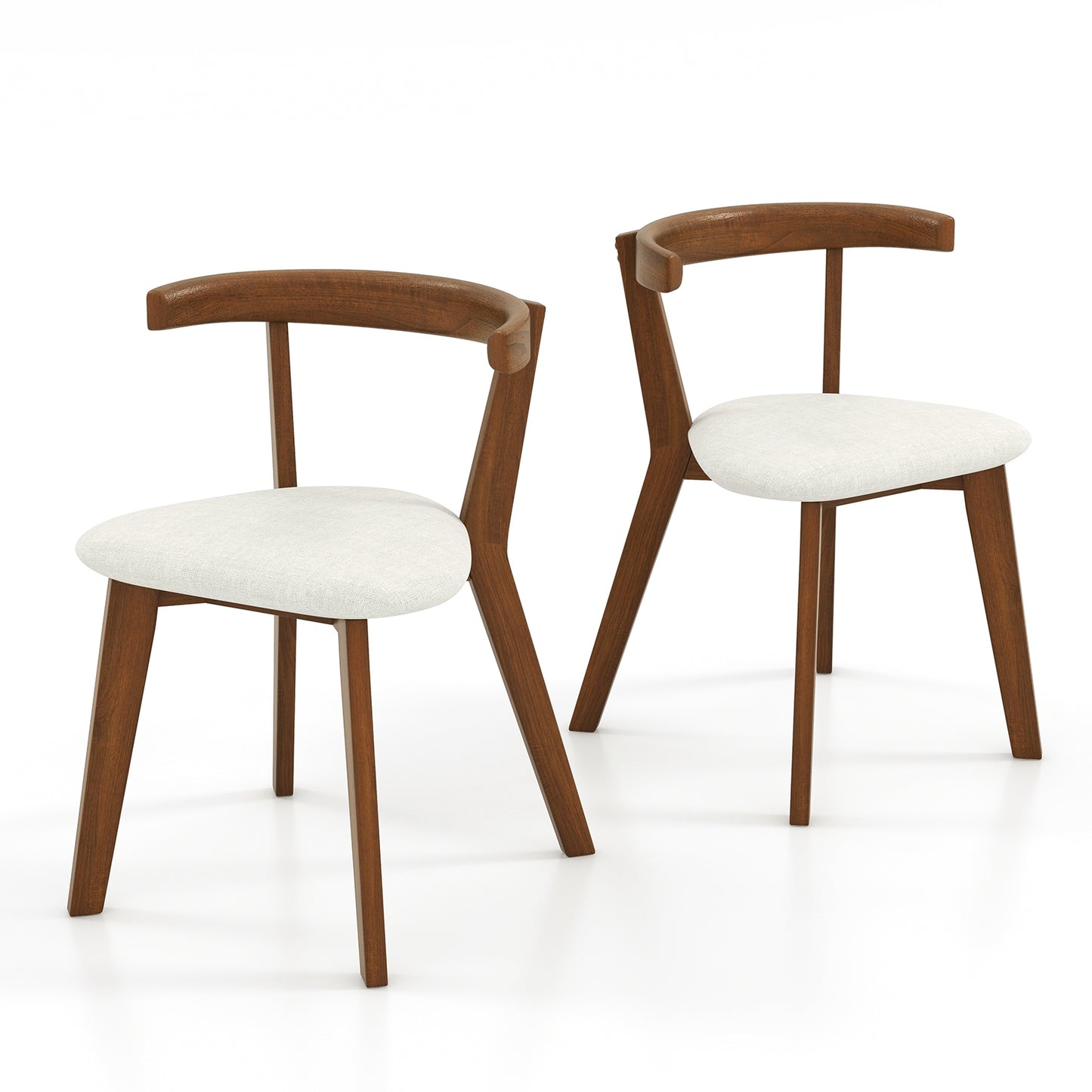 Wood Dining Chair Set Of 2, Padded Seat, Curved Back, Walnut Dining Chairs Walnut at Gallery Canada