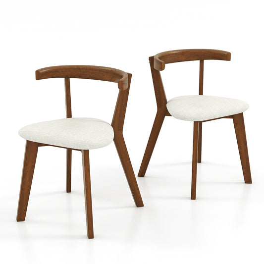 Wood Dining Chair Set Of 2, Padded Seat, Curved Back, Walnut Dining Chairs Walnut at Gallery Canada