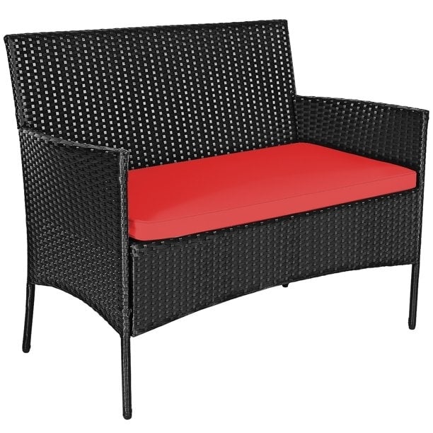 8 Pieces Patio Cushioned Rattan Furniture Set, Red Patio Conversation Sets at Gallery Canada