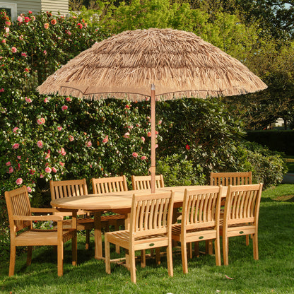 6.5 Feet Thatched Tiki Umbrella with Foldable Stand Push Button Tilt, Natural Outdoor Umbrellas at Gallery Canada