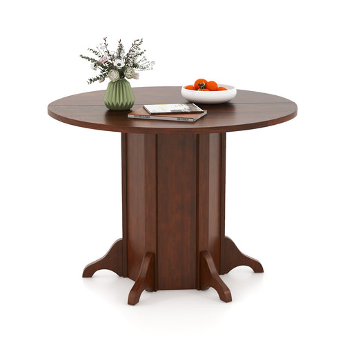 Round Dining Table with Pedestal Base for 4-6 People, Walnut