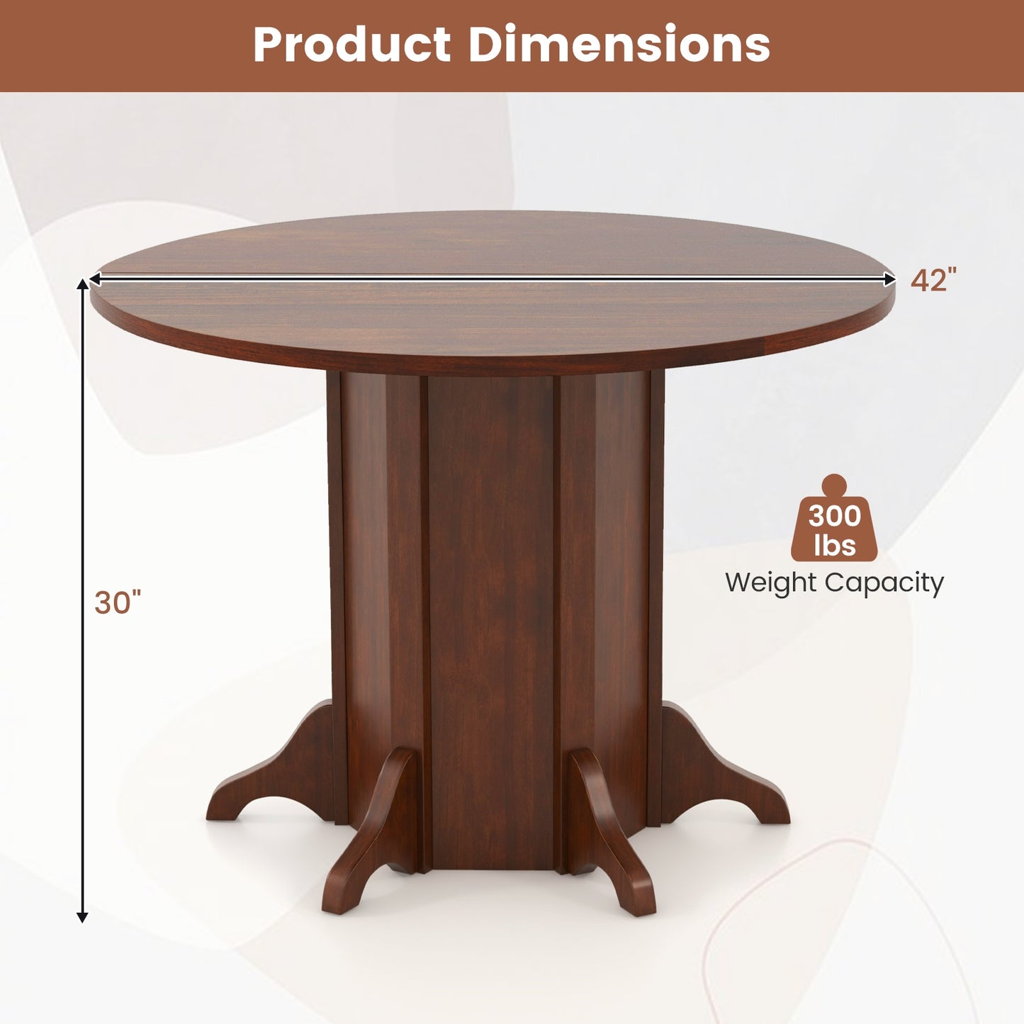 Round Dining Table with Pedestal Base for 4-6 People, Walnut Dining Tables at Gallery Canada