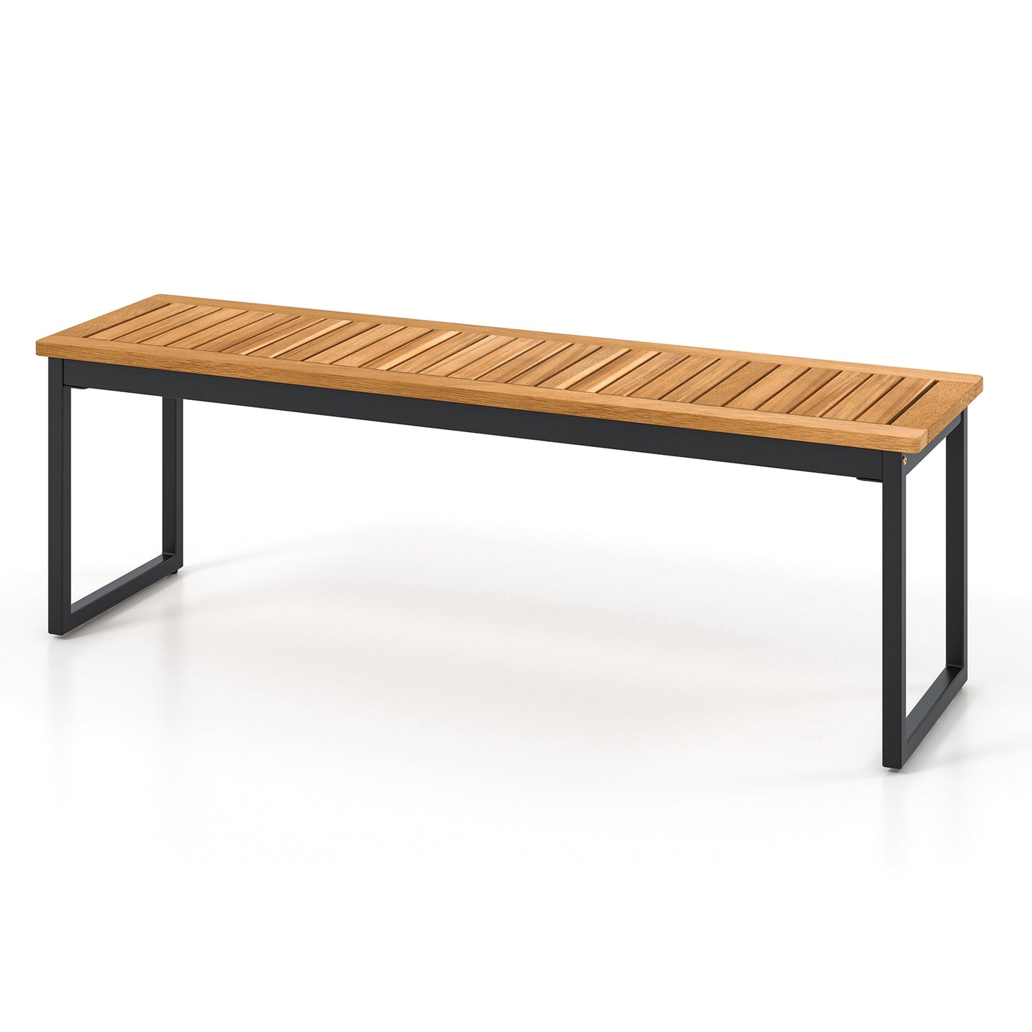 Patio Dining Bench, Backless Slatted Seat, Metal Legs, Natural Outdoor Benches at Gallery Canada