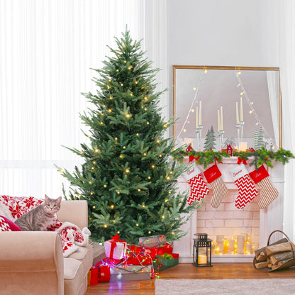 6/7/8 FT Pre-Lit Artificial Hinged Xmas Tree with 778/1480 PVC and PE Branch Tips-L, Green Christmas Tree at Gallery Canada