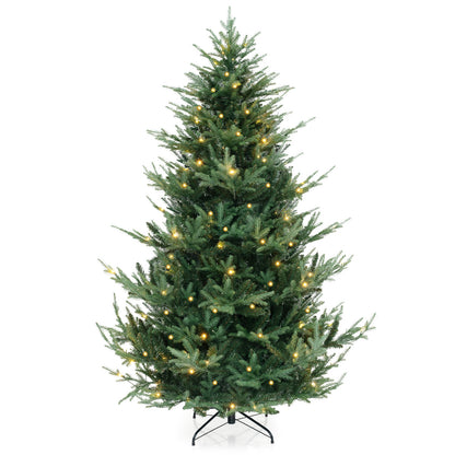 6/7/8 FT Pre-Lit Artificial Hinged Xmas Tree, 778/1480 PVC and PE Branch Tips, Green Christmas Tree Green at Gallery Canada