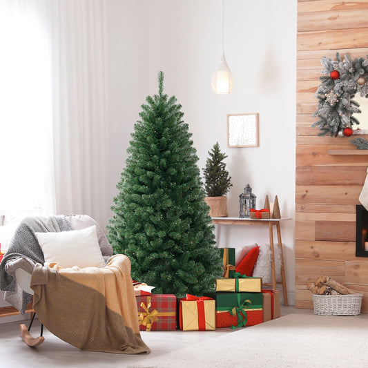 6/7/8 FT Artificial Christmas Tree with 568/830/1182 Branch Tips and 200/250/400 Warm White LED Lights-M, Green Christmas Tree Medium - Green at Gallery Canada