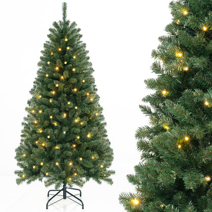 Sapin de Noël Artificiel, 6/7/8 FT, 568/830/1182 Pointes, 200/250/400 Lumières LED, Vert