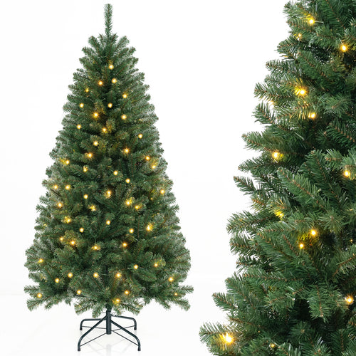 Artificial Christmas Tree, 6/7/8 FT, 568/830/1182 Tips, 200/250/400 LED Lights, Green