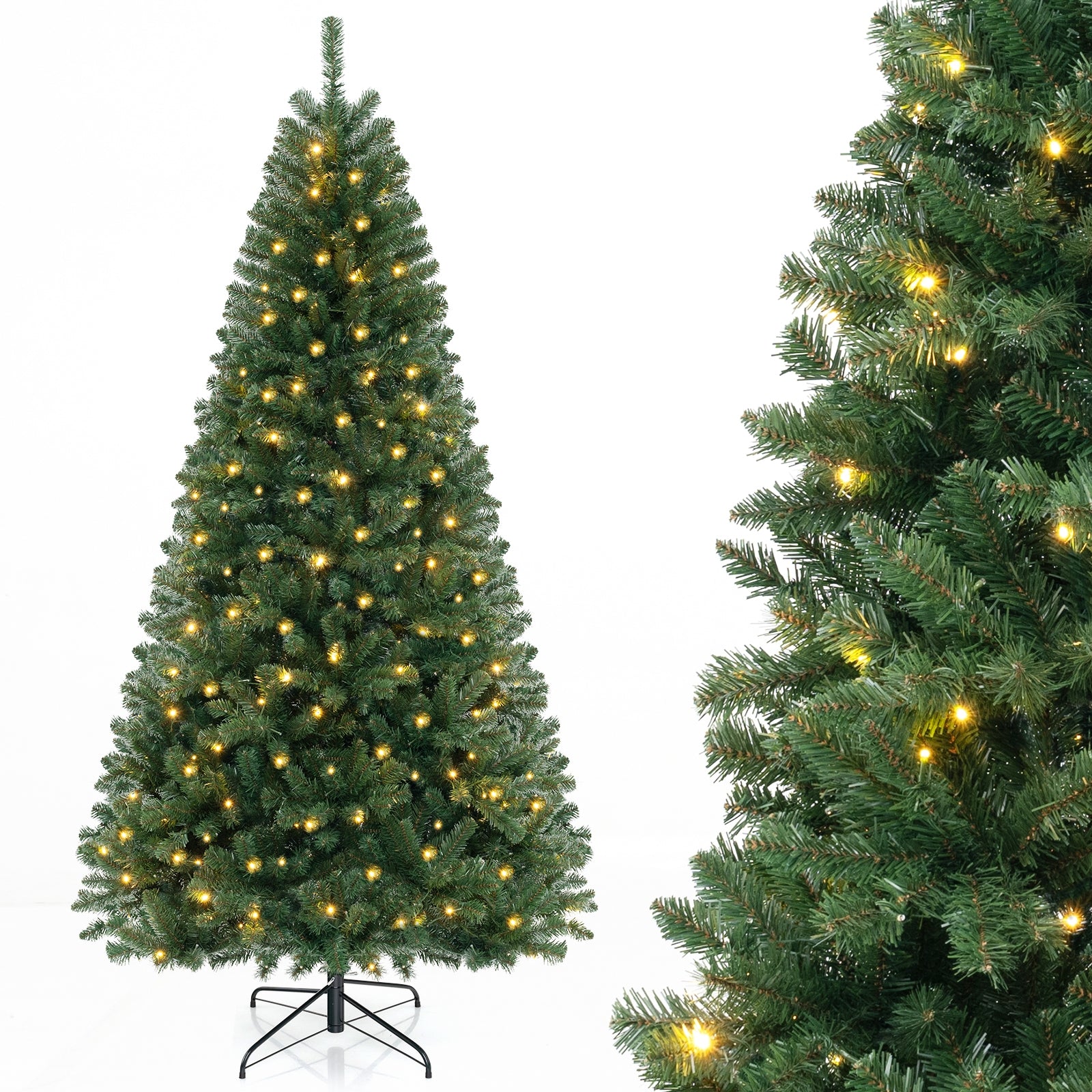 6/7/8 FT Artificial Christmas Tree with 568/830/1182 Branch Tips and 200/250/400 Warm White LED Lights-XL, Green Christmas Tree at Gallery Canada