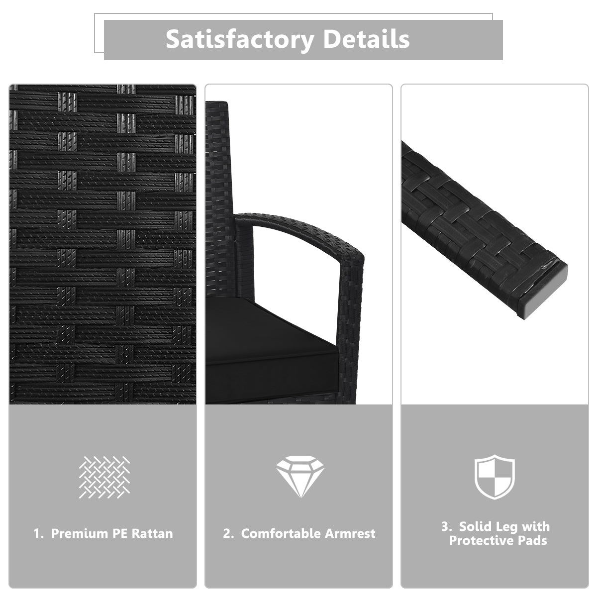 4 Pieces Patio Rattan Cushioned Furniture Set, Black Patio Conversation Sets at Gallery Canada