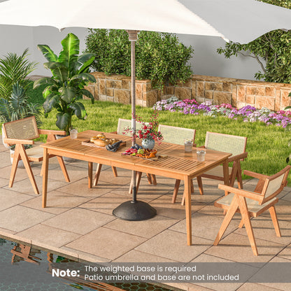 8-Person Outdoor Acacia Wood Dining Rectangular Bistro Table with Umbrella Hole, Natural Patio Dining Tables at Gallery Canada