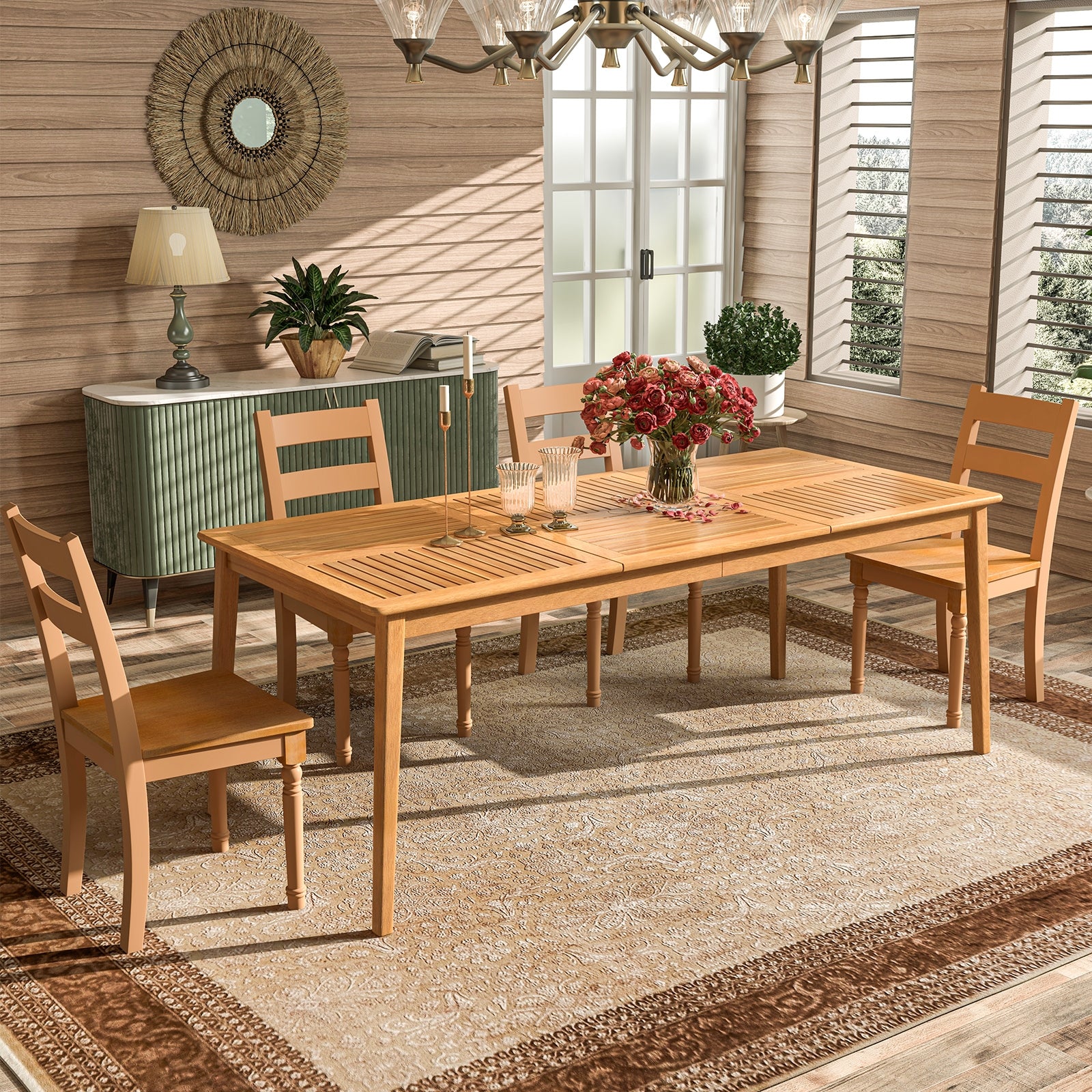6-Person Outdoor Acacia Wood Rectangular Bistro Dining Table, Natural Patio Dining Tables at Gallery Canada