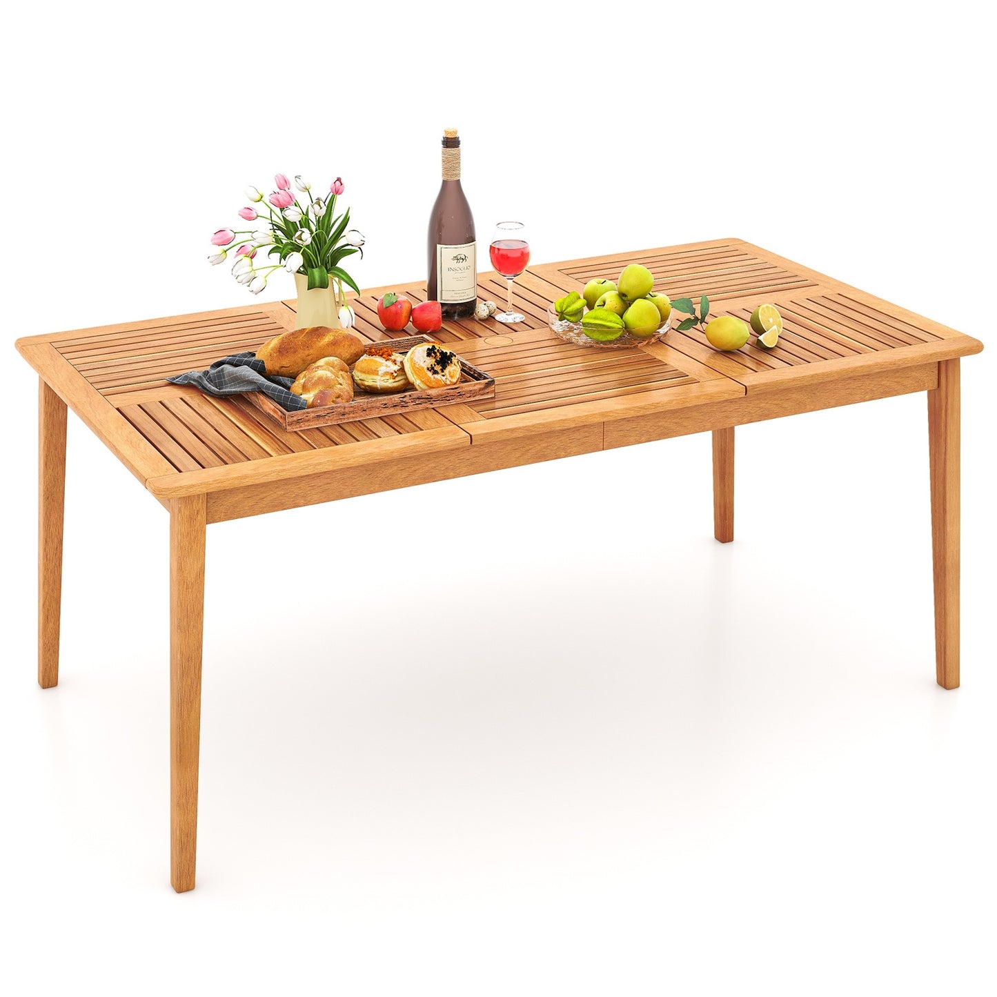 6-Person Outdoor Acacia Wood Rectangular Bistro Dining Table, Natural Patio Dining Tables at Gallery Canada