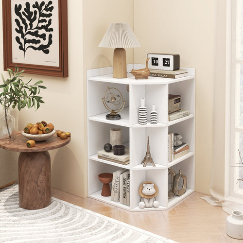 3-Tier Corner Cabinet with Charging Station for Bedroom, White