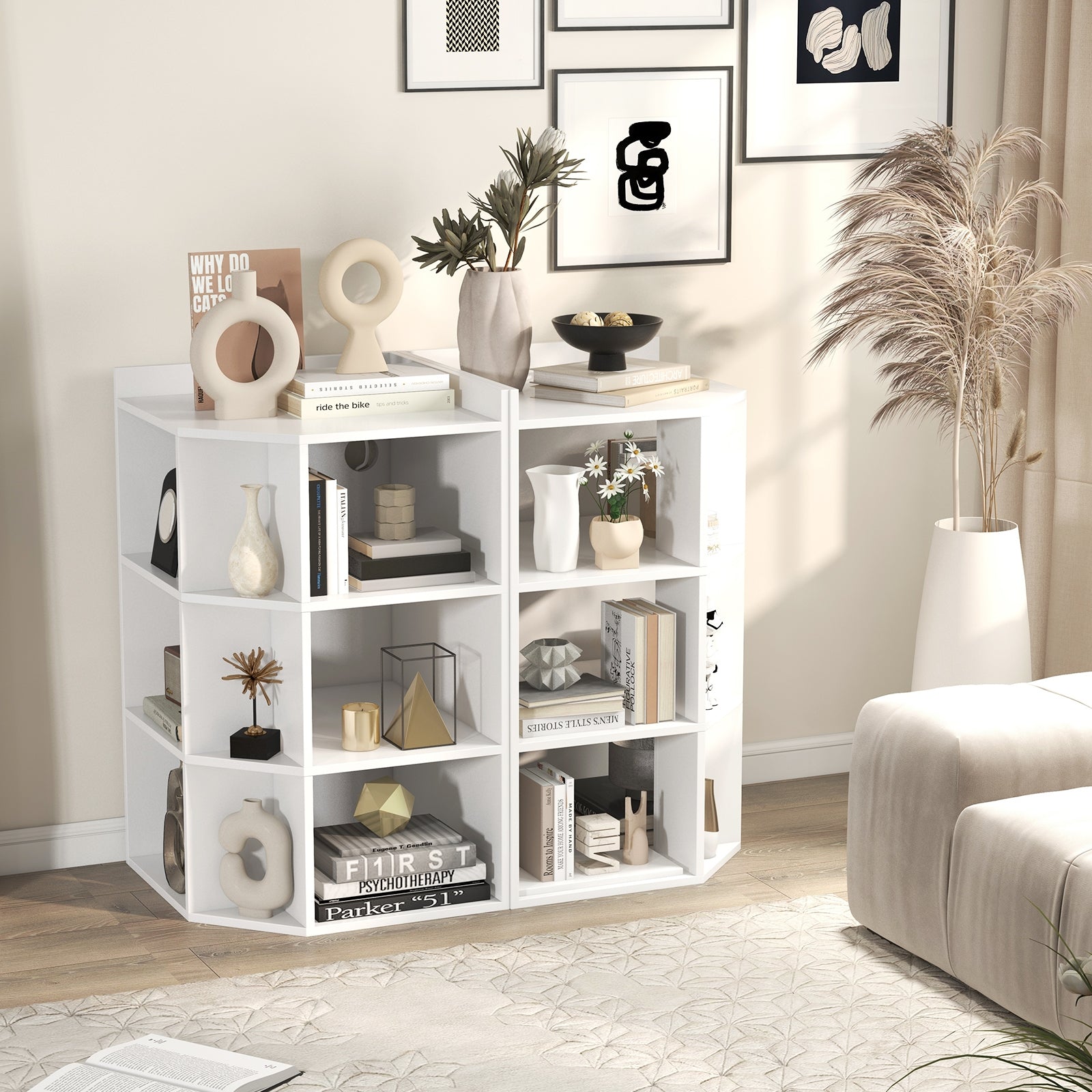 3-Tier Corner Cabinet with Charging Station for Bedroom, White Cabinets & Chests at Gallery Canada