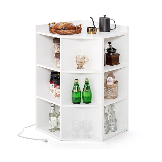 3-Tier Corner Cabinet With Charging Station, White Cabinets & Chests White at Gallery Canada