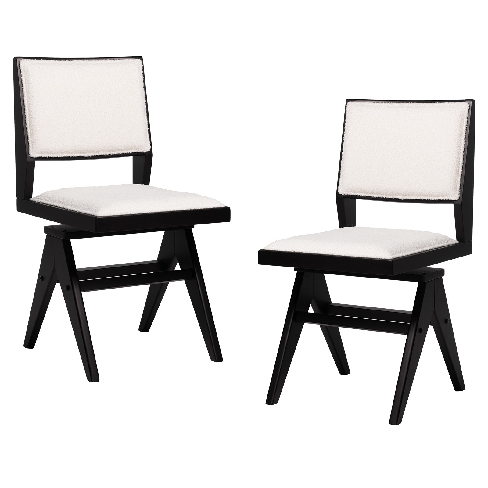 Swivel Wooden Dining Chair Set of 2 with Rubber Wood Frame and Padded Seat, Black Dining Chairs at Gallery Canada