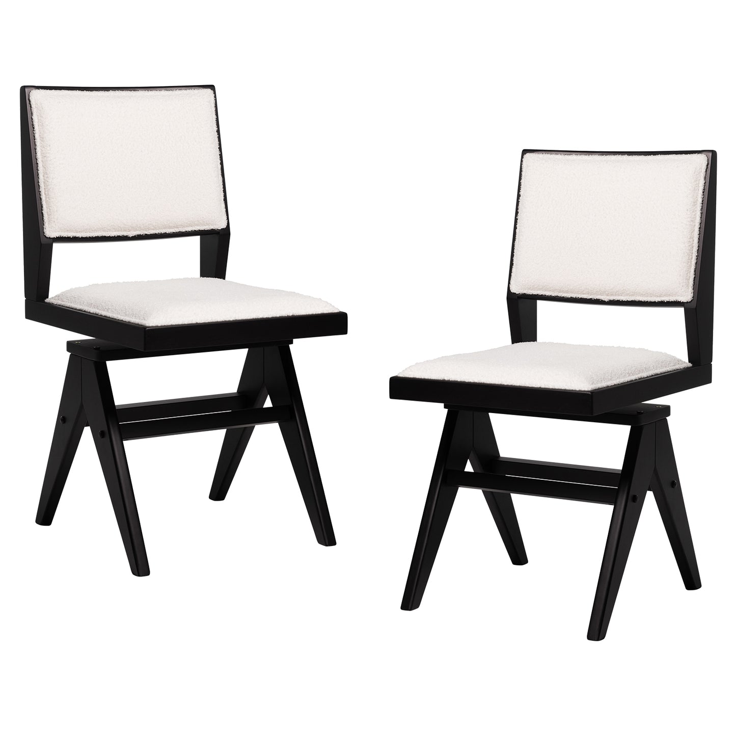 Swivel Wooden Dining Chair Set, Rubber Wood Frame, Padded Seat, Black Dining Chairs Black at Gallery Canada