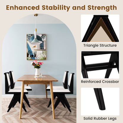 Swivel Wooden Dining Chair Set of 2 with Rubber Wood Frame and Padded Seat, Black Dining Chairs at Gallery Canada